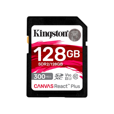 Tarjeta de memoria SDXC Kingston Canvas React Plus UHS-II de 128GB