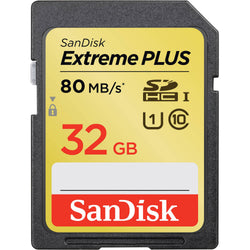 Tarjeta de memoria SanDisk Extreme Plus UHS-I SDHC de 32GB (Clase 10)