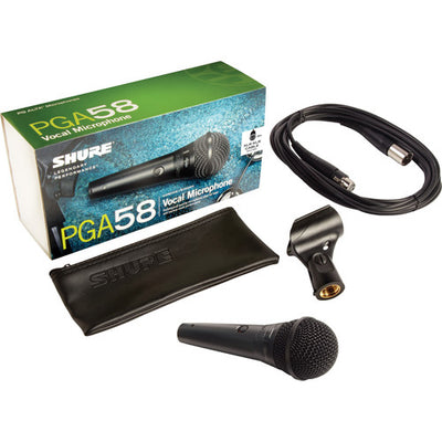 Micrófono vocal dinámico cardioide Shure PGA58-XLR con cable XLR a XLR