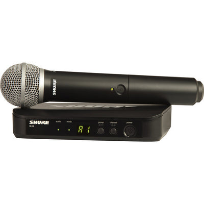 Sistema de micrófono inalámbrico de mano Shure BLX24/PG58 con cápsula PG58 (J11: 596 a 616 MHz)