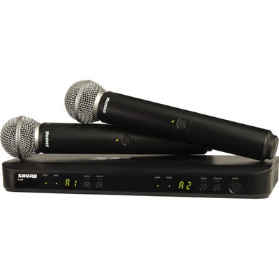 Sistema de micrófono inalámbrico de mano de doble canal Shure BLX288/SM58 con cápsulas SM58 (J11: 596 a 616 MHz)