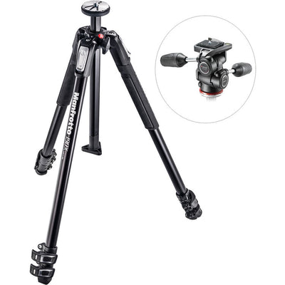 Trípode de aluminio Manfrotto MK190X3-3W1 con cabezal panorámico/inclinable de 3 vías 804 MK II