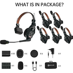 Sistema de intercomunicación inalámbrico Hollyland Solidcom C1 Pro-6S ENC dúplex completo con 6 auriculares (1.9 GHz)
