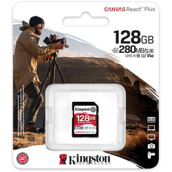 Tarjeta de memoria SDXC Kingston Canvas React Plus UHS-II de 128GB
