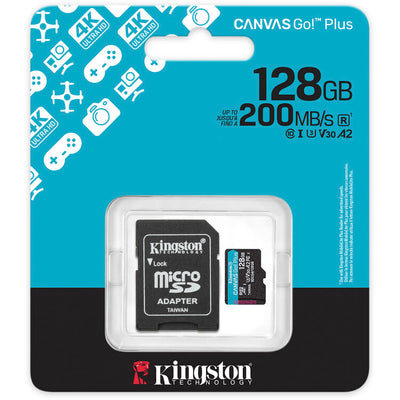 Tarjeta microSDXC Kingston Canvas Go! Plus UHS-I de 128GB con adaptador SD