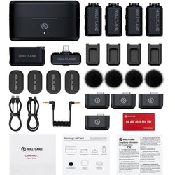 Sistema de micrófono inalámbrico Hollyland LARK MAX 2 Combo para 4 personas, compatible con cámaras y dispositivos móviles (Gris espacial, 2.4 GHz)