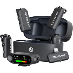Sistema de micrófono inalámbrico Hollyland LARK MAX 2 Combo para 4 personas, compatible con cámaras y dispositivos móviles (Gris espacial, 2.4 GHz)