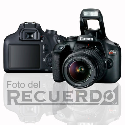 Cámara Canon EOS T100, lente EF-S 18-55mm