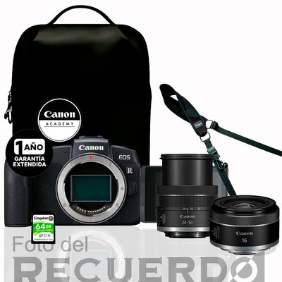 Bundle - EOS RP Body +RF16mm F2.8 STM+RF24-50mm F4.5-6.3 IS STM+ 64GB SD+Online Academy Composiciòn+ CCB-BP5-BK BP+Neckstrap NS-EN110+ Garantia Extendida