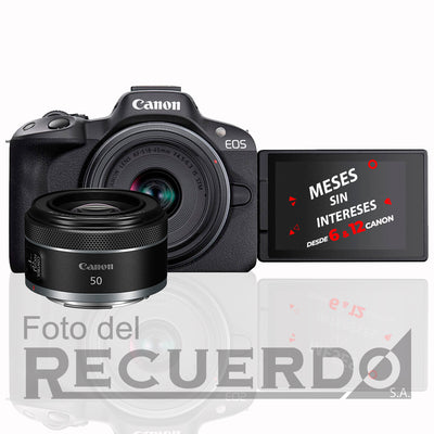Canon EOS R50 con lente RF-S 18-45mm IS STM (negro) Cámara y RF 50mm f/1.8 STM (Canon RF) Lente