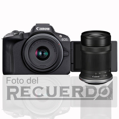 Canon EOS R50 con lente RF-S 18-45mm IS STM y RF-S 55-210mm IS STM Cámara