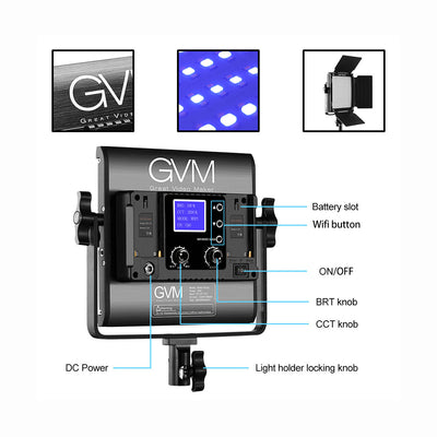 Panel de luces LED GVM 800D-RGB (kit de 3 luces)