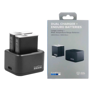 Cargador de batería dual GoPro con dos baterías Enduro para cámaras HERO Black selectas