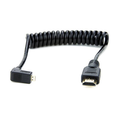 Cable Micro-HDMI a HDMI en ángulo recto en espiral Atomos (11.8 a 17.7"/ 30 a 45 cm)