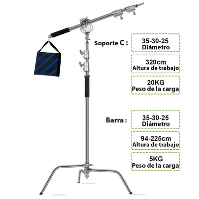 GVM C360 Kit de brazo transversal y soporte en C con base de tortuga (10.5' / 320 cm)
