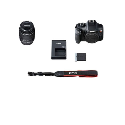 Cámara Canon EOS T100, lente EF-S 18-55mm