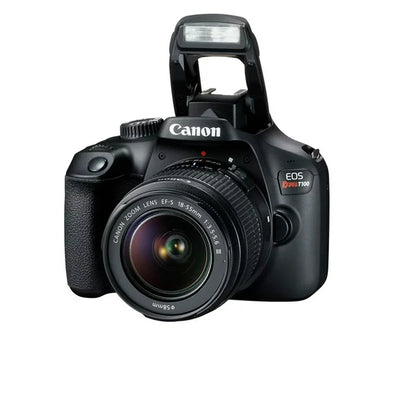 Cámara Canon EOS T100, lente EF-S 18-55mm