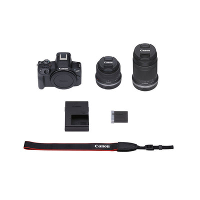 Canon EOS R50 con lente RF-S 18-45mm IS STM y RF-S 55-210mm IS STM Cámara