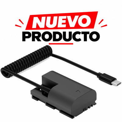 Batería simulada SWIT LP-E6P con cable USB-C en espiral para cámaras Canon y Blackmagic (8.4 V, 3 A)