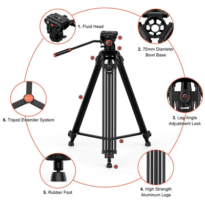 Geekoto DV2 Trípode de vídeo