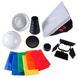 Kit de 7 difusores modificadores para flash Speedlite Falcon Eyes con adaptador Canon/Nikon