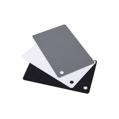Juego de tarjetas de balance de blancos/tarjeta gris (juego de tres tarjetas; pequeño y portátil de 8.5x5.4 cm) GC-2