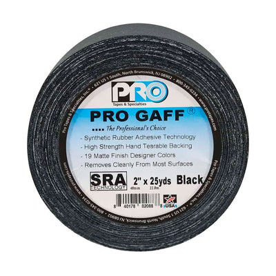 ProTapes Pro Cinta adhesiva Gaffer (2" x 55 yd /  5.1 cm x 50.3 m, Negra)