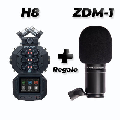 Grabadora portátil Zoom H8 de 8 entradas y 12 pistas Regalo ( Micrófono dinámico Zoom ZDM-1)