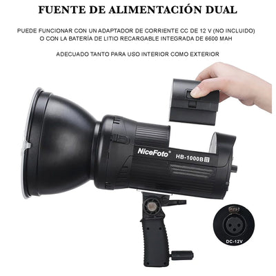 NiceFoto Lampara de Led HB-1000B II con batería