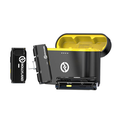 Hollyland LARK C1 DUO Sistema de micrófono inalámbrico para 2 personas con conector Lightning para dispositivos iOS (negro, 2.4 GHz)