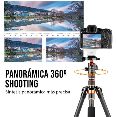 Tripie K&F Concept C225C0 Fibra de Carbono con Cabezal 360°