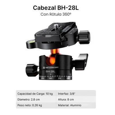 Trípode de aluminio para cámara DSLR K&F Concept SA254M2 con monopié y rótula