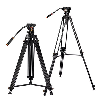 K&F Concept VA18 + VH081 Tripie de vídeo para cámara K&F de aleación de aluminio con rótula hidráulica de fluido panorámico