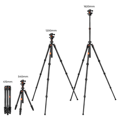 K&F Concept K254C2 Tripie Fibra de Carbono Cabezal 360° Tipo Arca