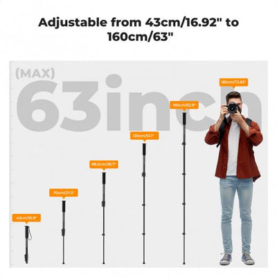 Monopie K&F Concept MS16 Aluminio para DSLR/DSLM 5 Secciones