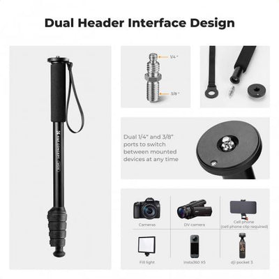 Monopie K&F Concept MS16 Aluminio para DSLR/DSLM 5 Secciones