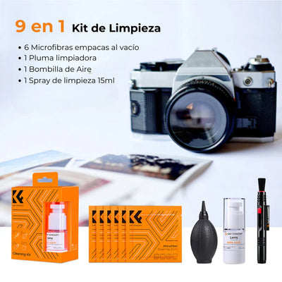 K&F Concept Kit de limpieza 4 en 1 para Lentes y Filtros