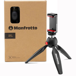 Manfrotto Trípode PIXI Smart Mini con abrazadera para teléfono (negro) MKPIXICLMII-BK
