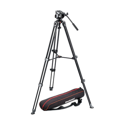 Manfrotto MVH500A Cabezal de vídeo con arrastre fluido con trípode MVT502AM y bolsa de transporte