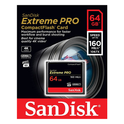 Tarjeta de memoria SanDisk Extreme Pro CompactFlash de 64GB (160MB/s)