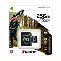 Kingston Tarjeta de memoria Canvas Go! Plus UHS-I microSDXC de 256 GB con adaptador SD