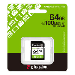 Tarjeta de memoria Kingston 64GB Canvas Select Plus UHS-I SDXC