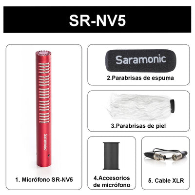 Micrófono de condensador cardioide direccional Saramonic SR-NV5 (rojo)