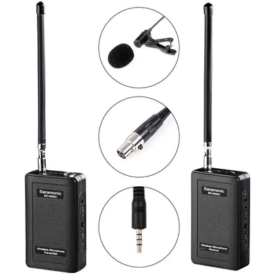 Saramonic SR-WM4C VHF Sistema de micrófono inalámbrico Omni Lavalier con montaje en cámara (203, 207, 211, 215 MHz)