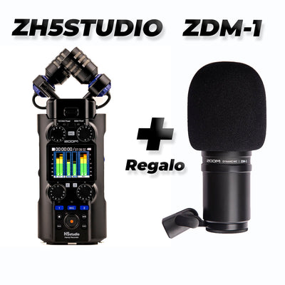 Grabadora práctica de 4 pistas Zoom H5studio con grabación de 32 bits flotantes Regalo ( Micrófono dinámico Zoom ZDM-1)