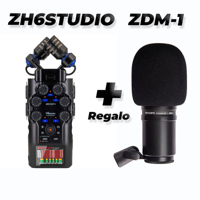 Grabadora práctica Zoom H6studio de 6 pistas con grabación de 32 bits flotantes Regalo ( Micrófono dinámico Zoom ZDM-1)