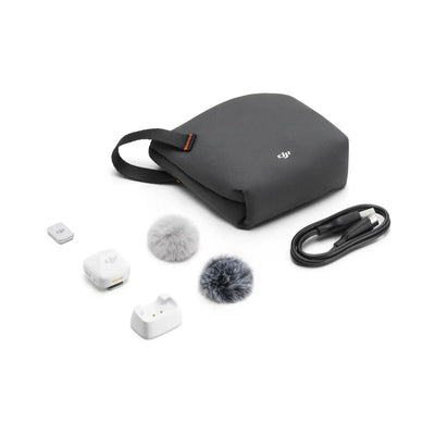 Transmisor DJI Mic Mini con clip y micrófono incorporado (2.4 GHz, blanco ártico)